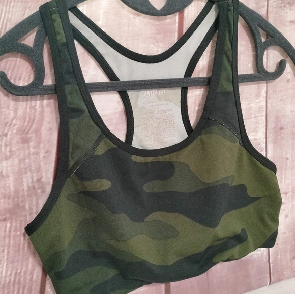 VS Pink Ultimate Racerback Camo Sports Bra Sz Medium Unlined - Picture 2 of 10
